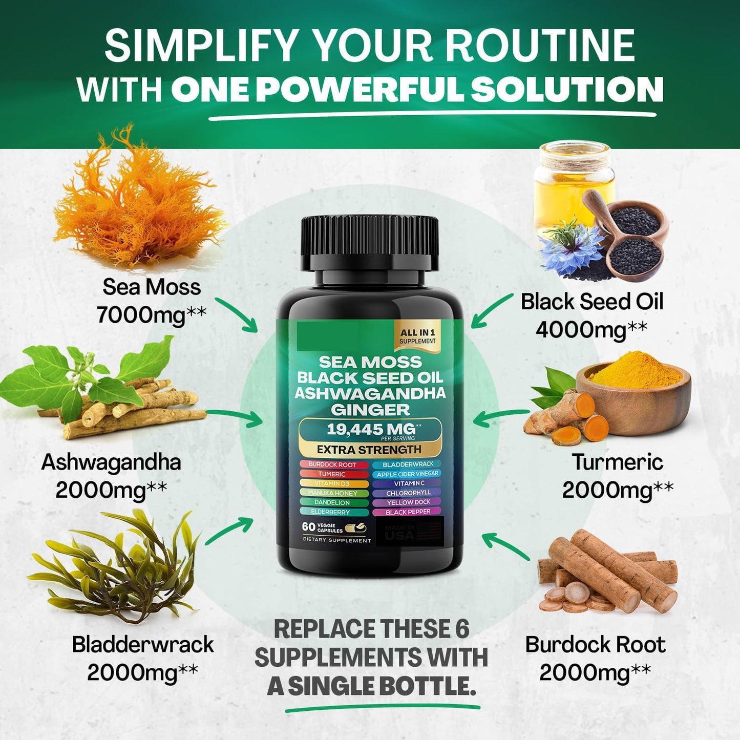 Sea Moss + Shilajit Supplement Bundle – 8-in-1 Superfood Capsules for Energy, Vitality & Immune Support – 2-Month Supply