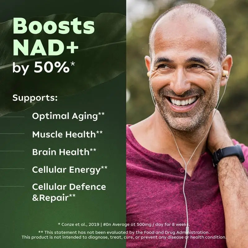 NAD+ Restore Max | Complexe officiel de nicotinamide riboside et de resvératrol | Sachet de 80 capsules