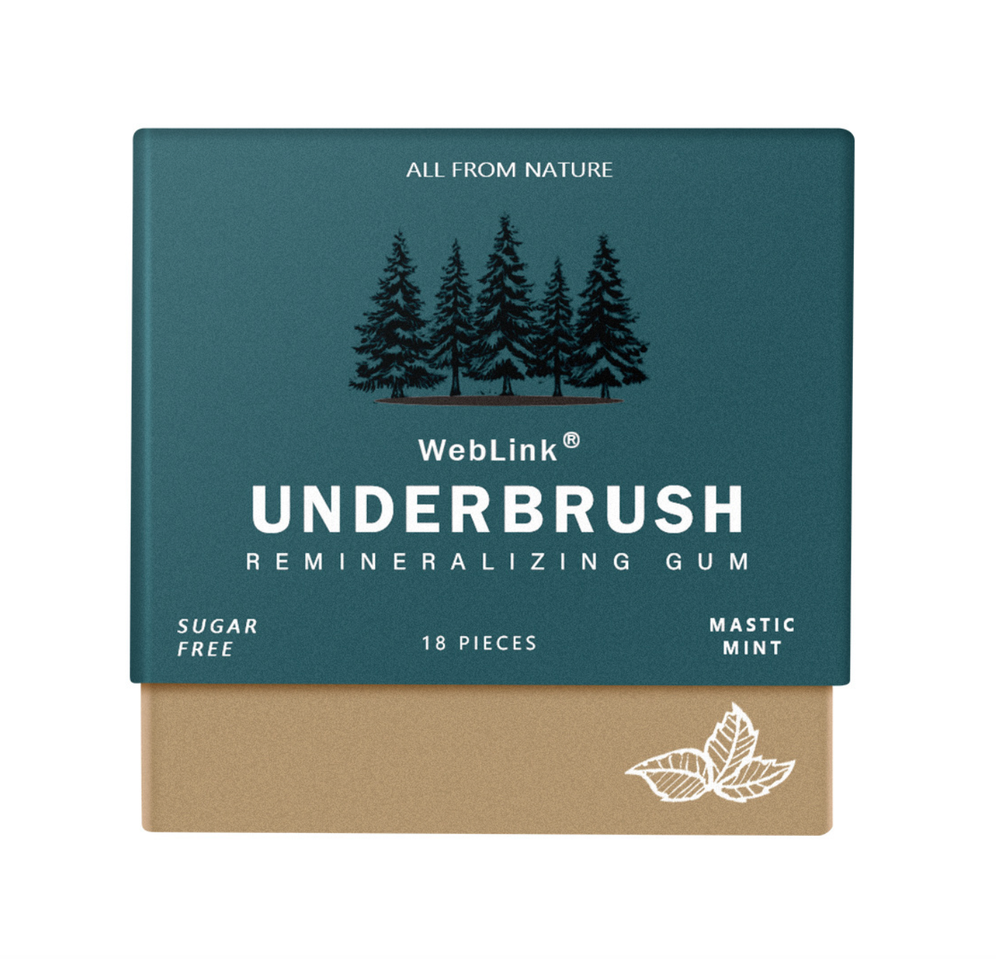 Underbrush Sugar Free Chewing Gum | Nano-Hydroxyapatite & Organic Mastic Mint | Natural Teeth Strengthening & Gum Protection