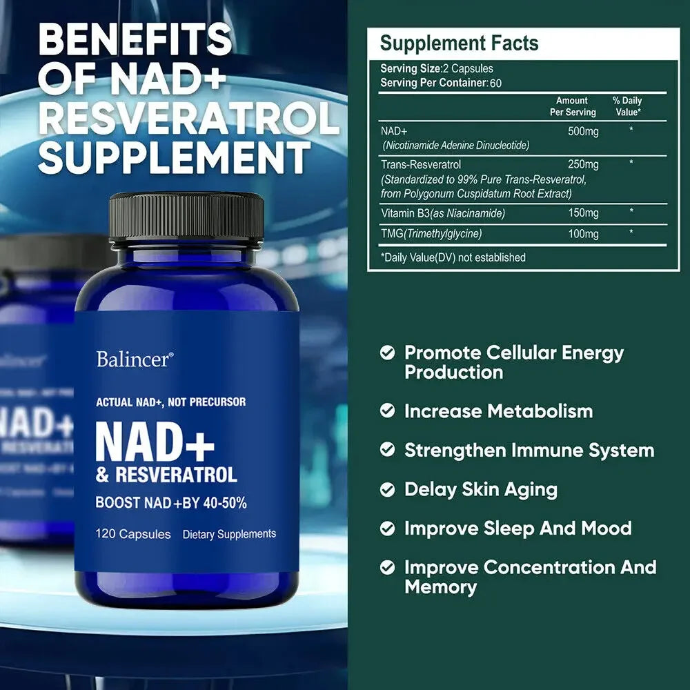 NAD+ Restore Pro | Nicotinamide & Resveratrol for Energy, Focus & Longevity