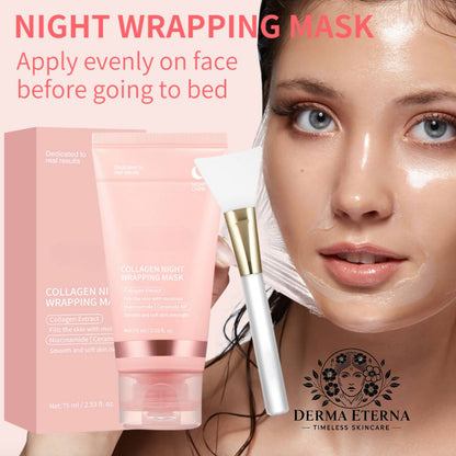 Collagen Overnight Wrap Mask – Deep Hydration & Firming Night Treatment with Jelly Brush for Radiant, Youthful Skin