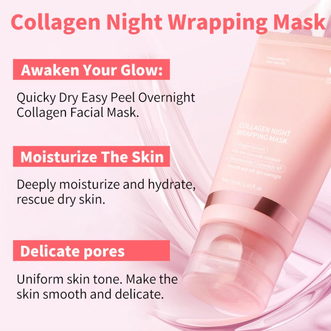 Collagen Overnight Wrap Mask – Deep Hydration & Firming Night Treatment with Jelly Brush for Radiant, Youthful Skin