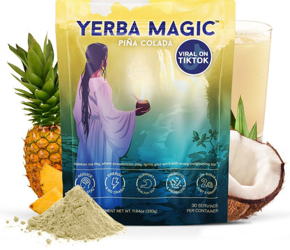 Yerba Magic | Yerba Mate Instant Tea Powder | 3-in-1 Super Drink | Peach Mango 30 Servings