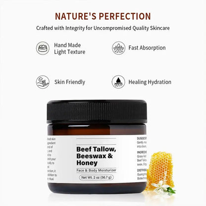 Beef Tallow Moisturizer | Natural Daily Face & Body Cream | Hydrating Formula for Dry Skin, Brightens & Nourishes