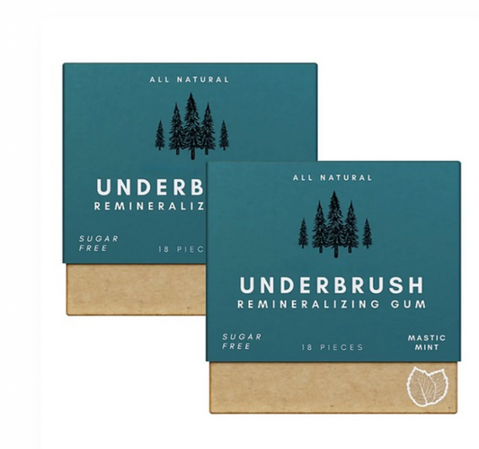 Underbrush Sugar Free Chewing Gum | Nano-Hydroxyapatite & Organic Mastic Mint | Natural Teeth Strengthening & Gum Protection